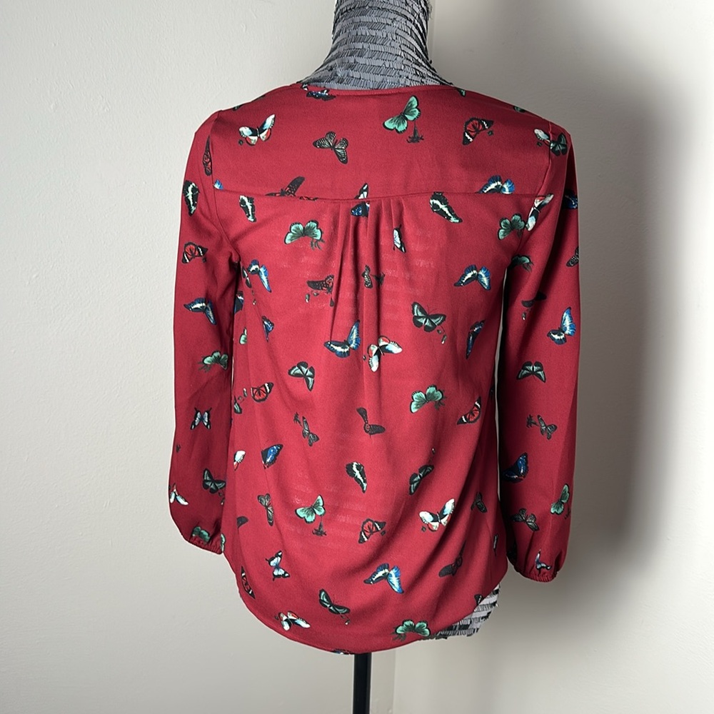 JOIE Butterfly Print Top Chiffon Blouse Sz XXS - Picture 5 of 6